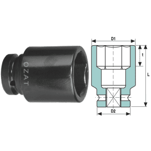 Cap cheie tubulara de impact 1" 6 laturi, lung 1 15/16"