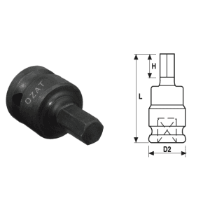 Cap cheie tubulara de impact cu profil hexagon exterior 1", 1 piesa 13/16"