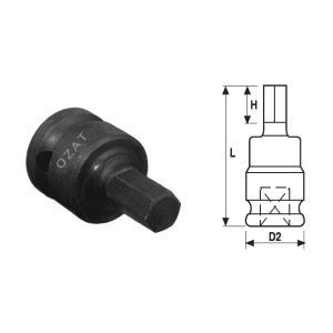 Cap cheie tubulara de impact cu profil hexagon exterior 1", 1 piesa 26