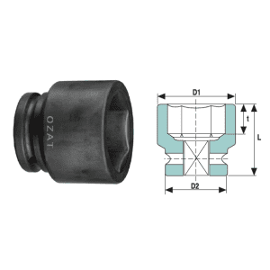 Cap cheie tubulara de impact 1" 6 laturi, scurt 76