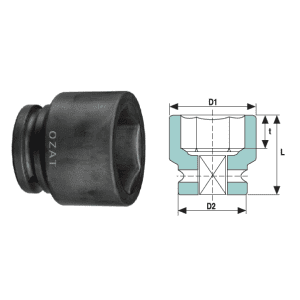 Cap cheie tubulara de impact 1" 6 laturi, scurt 77