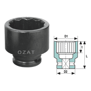 Cap cheie tubulara impact 1/2" 12 laturi, scurta 1 1/4"