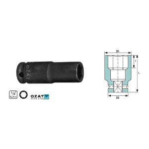 Cap cheie tubulara impact 1/4" 6 laturi, lunga 6 mm