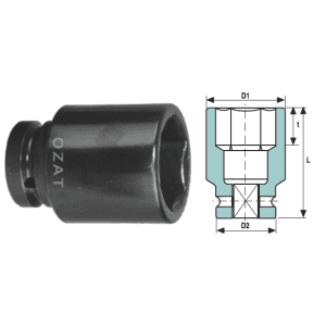 Cap cheie tubulara de impact 2.1/2" 6 laturi, lung 77