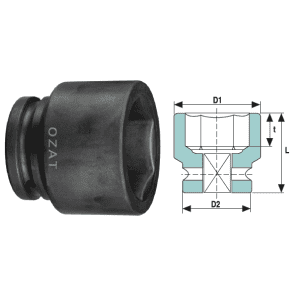 Cap cheie tubulara de impact 2.1/2" 6 laturi, scurt 76