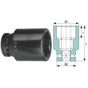 Cap cheie tubulara de impact 3.1/2" 6 laturi, lung 7 7/8"