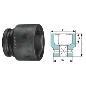 Cap cheie tubulara de impact 3.1/2" 6 laturi, scurt 120