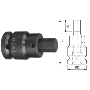 Cap cheie tubulara de impact 3/4" cu profil hexagon exterior, 2 piese 18