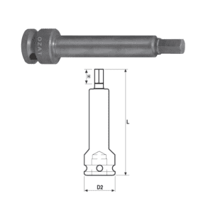 Cap cheie tubulara de impact 3/4" cu profil hexagon exterior, o piesa, lung 150 mm 22
