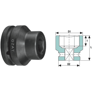 Cap cheie tubulara de impact cu pereti subtiri 3/4" 6 laturi, scurt 18