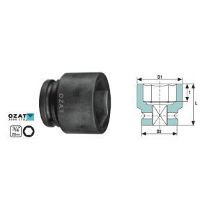 Cap cheie tubulara de impact 3/4" 6 laturi, scurt 2 5/16"