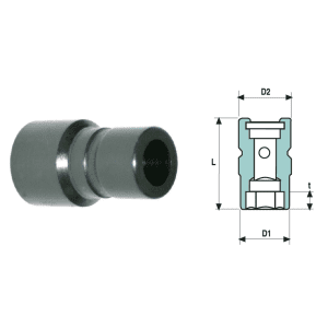 Cap cheie tubulara de impact cu nivel de vibratii scazut "LOV" 3/8", standard 18, D1 26, D2 22, L 43, T MIN 13