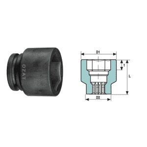 Cap cheie tubulara de impact 5 SPLINE, 6 laturi, scurt 15/16"