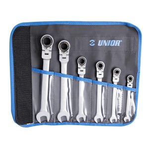 Set de chei combinate forjate articulate cu clichet in husa textila 8 - 19