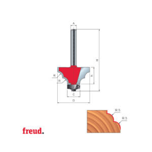 Freza profilata concav concav, cu rulment copier inferior, placata CMS, Z=2, cu coada, D 32,7