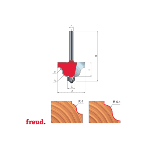 Freza profilata sinusoidal, cu tesire sus, cu rulment copier inferior, placata CMS, Z=2, cu coada,DIM 27